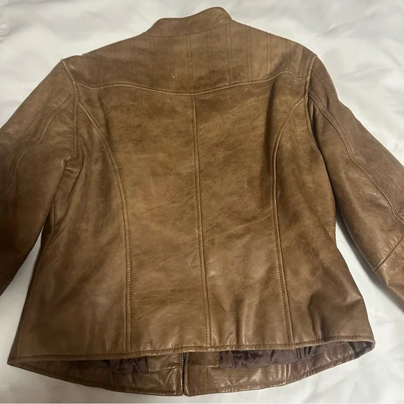 Juliano Celini Chic Brown Leather Jacket for Women size LG - Picture 13 of 16